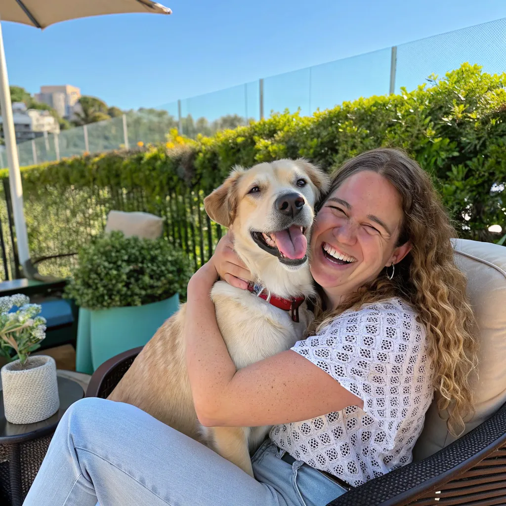 Emily and Max happily reunited after a successful stay at Merivalent Pet Hotel