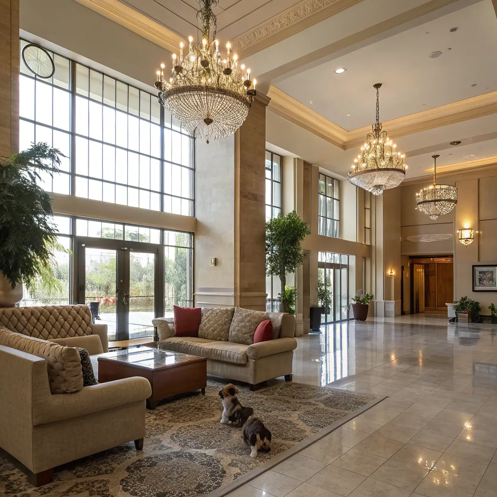 Spacious, pet-friendly hotel lobby